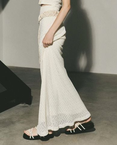  DEZUS - Chân váy phom suông maxi phối ren Berlin 