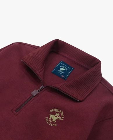  BEVERLY HILLS POLO CLUB - Áo sweatshirt nam cổ bẻ tay dài phối khoá zip 