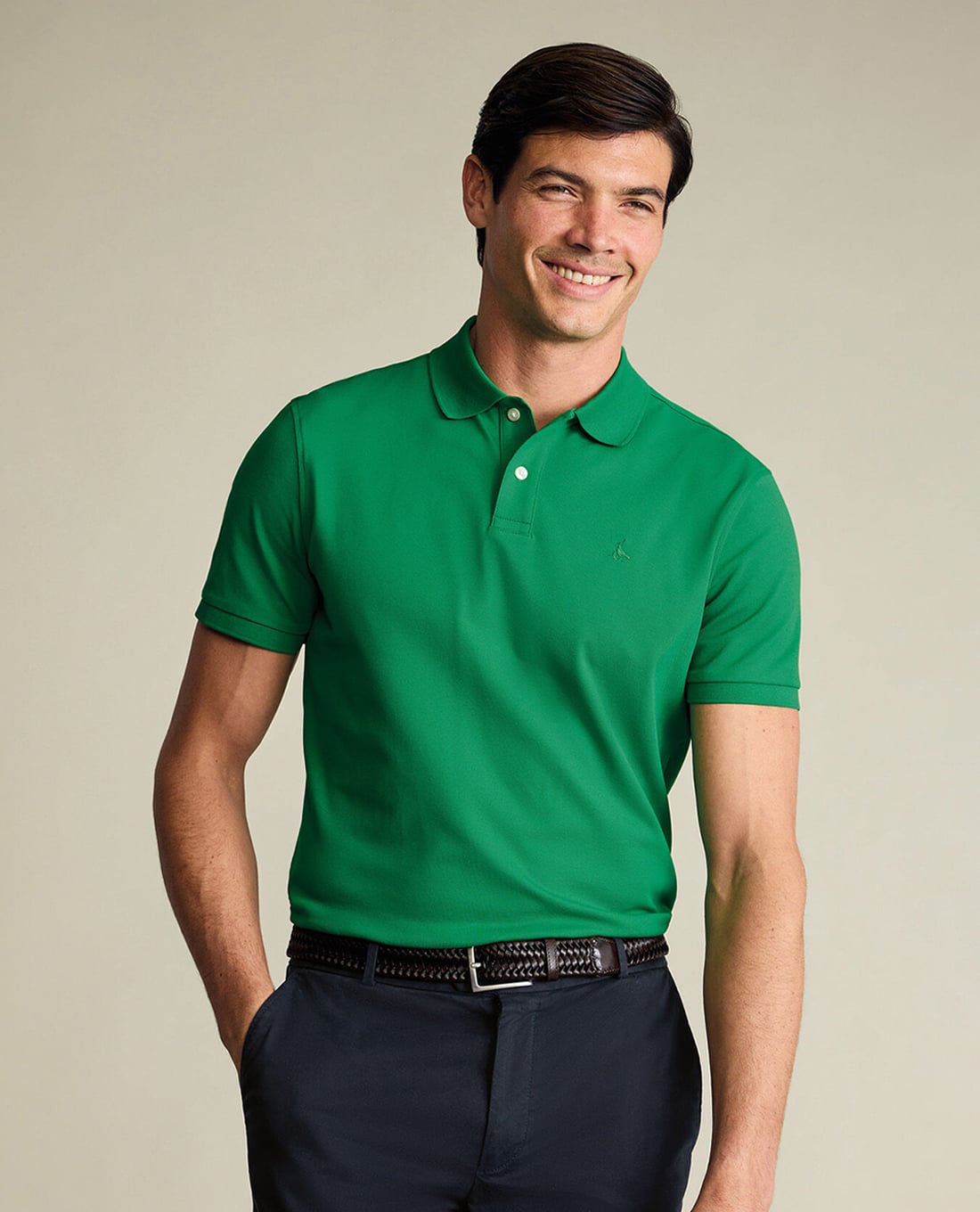 CHARLES TYRWHITT - Áo polo nam cổ bẻ tay ngắn Pique