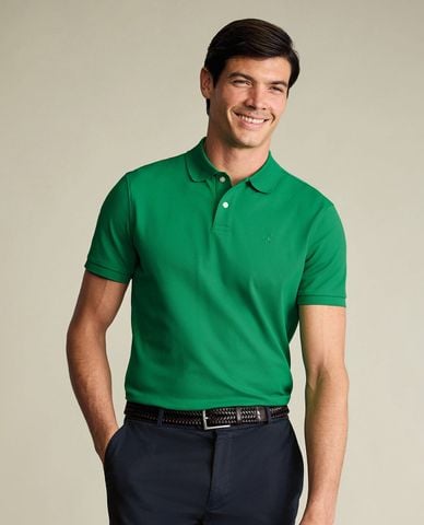  CHARLES TYRWHITT - Áo polo nam cổ bẻ tay ngắn Pique 