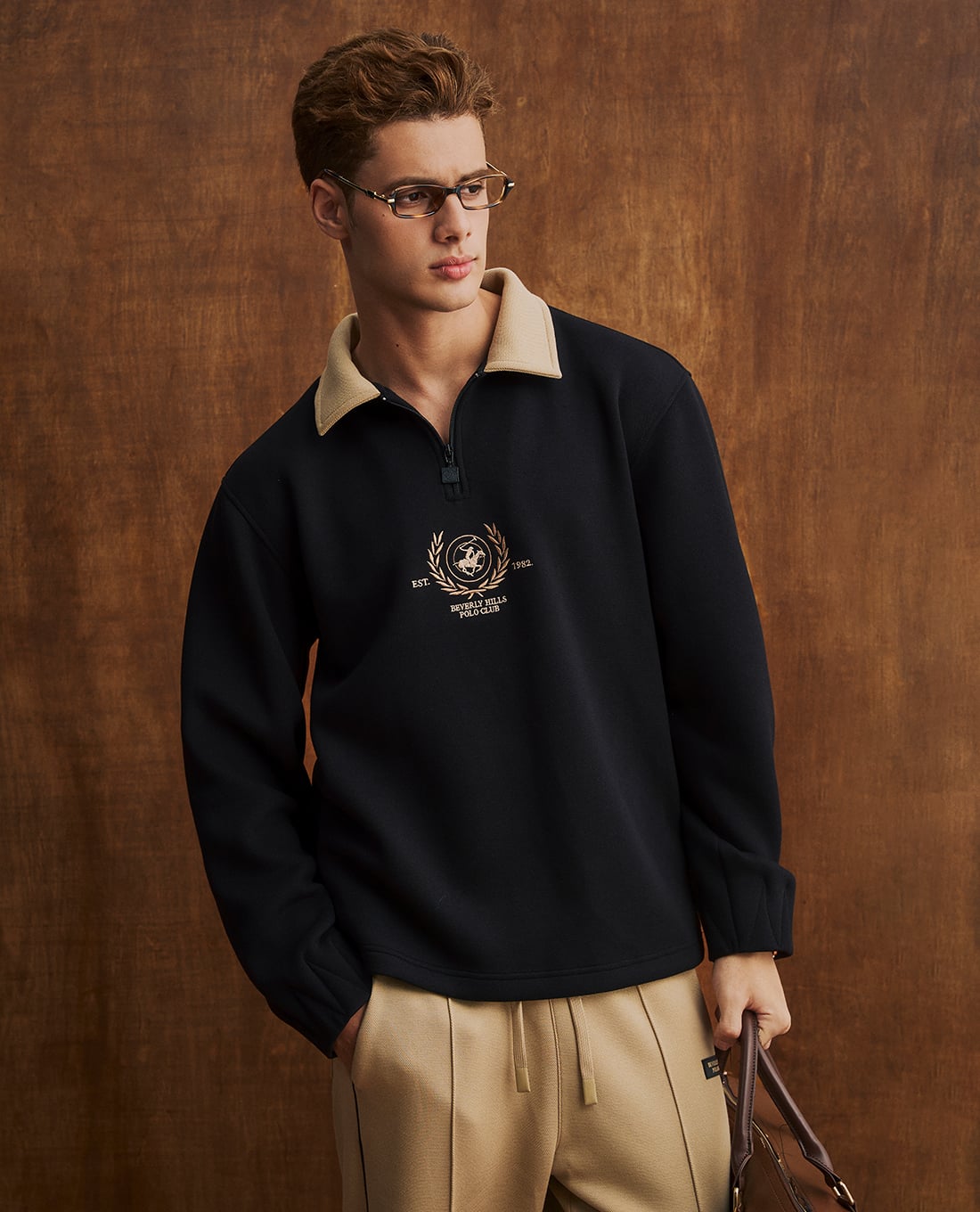 BEVERLY HILLS POLO CLUB - Áo sweatshirt nam cổ bẻ tay dài