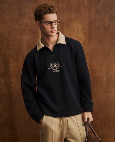  BEVERLY HILLS POLO CLUB - Áo sweatshirt nam cổ bẻ tay dài 