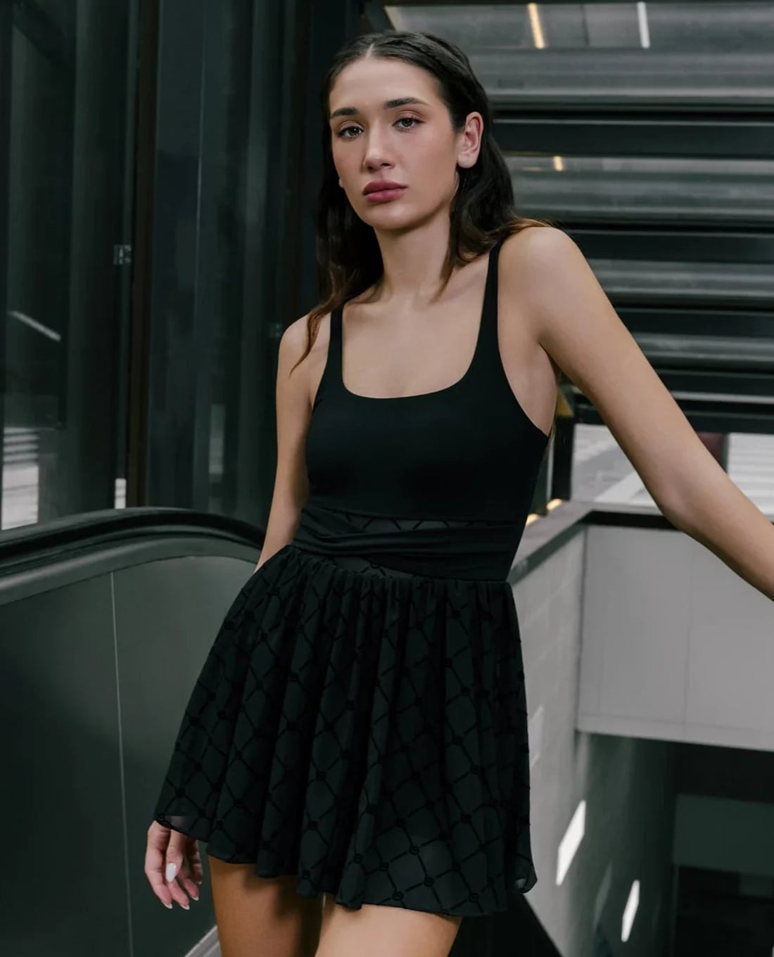 OLABEN - Đầm hai dây mini Salana Monogram