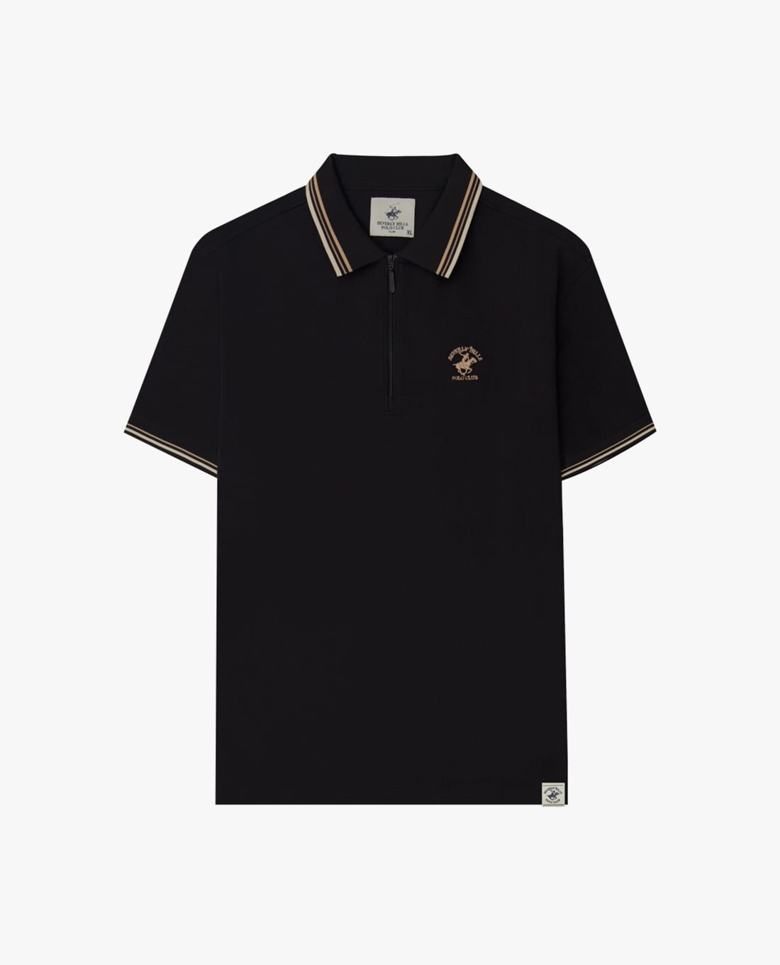 BEVERLY HILLS POLO CLUB - Áo polo nam cổ viền tay ngắn khóa kéo