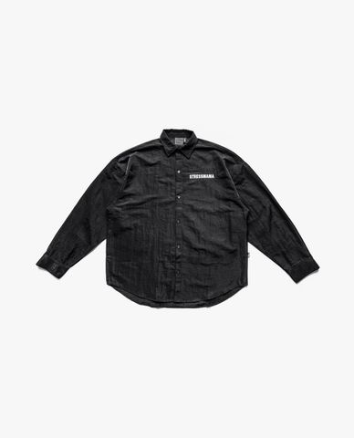  STRESSMAMA - Áo sơ mi unisex cổ bẻ tay dài in logo 