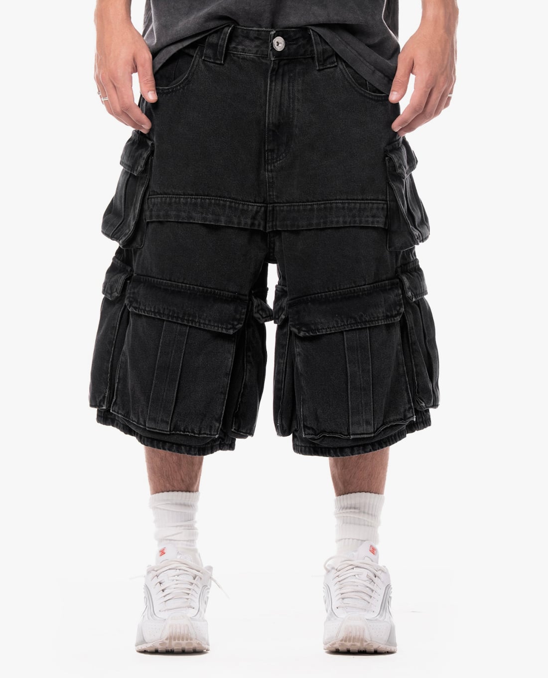 STRESSMAMA - Quần short unisex ống rộng phối túi hộp