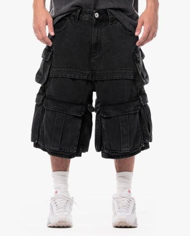  STRESSMAMA - Quần short unisex ống rộng phối túi hộp 