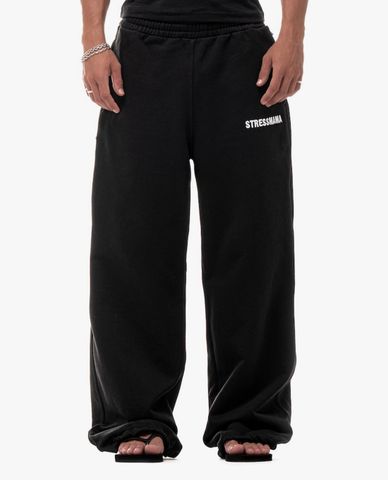  STRESSMAMA - Quần unisex ống rộng lưng thun in logo 