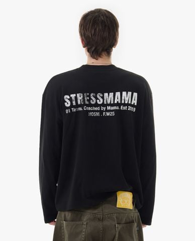  STRESSMAMA - Áo thun unisex cổ tròn tay dài in logo 