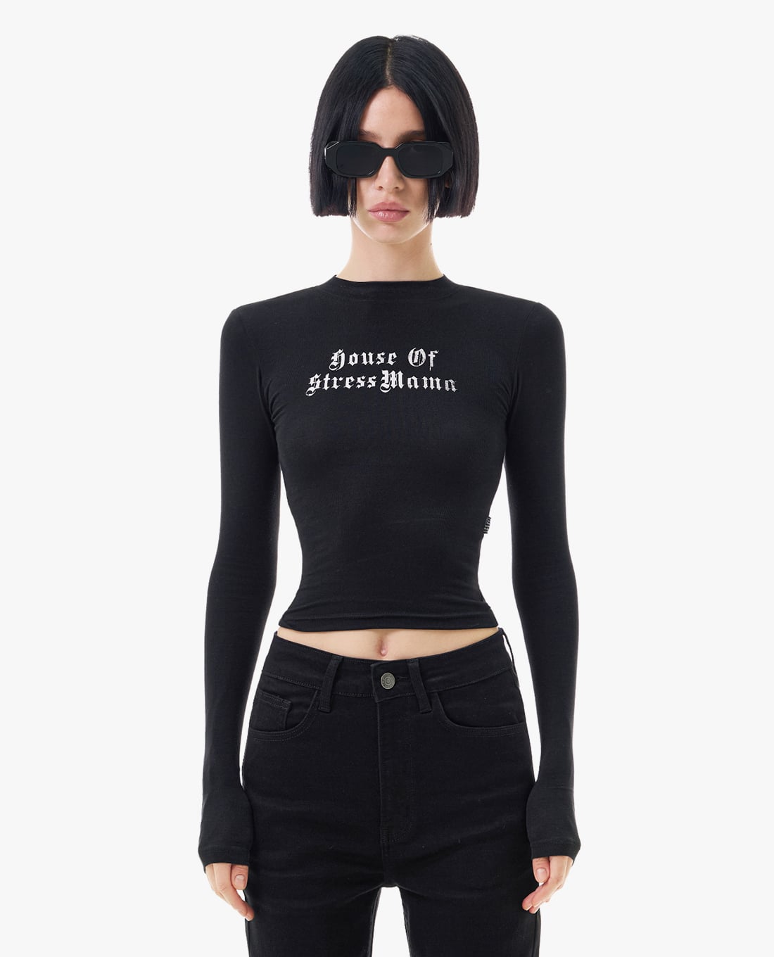 STRESSMAMA - Áo thun nữ cổ tròn tay dài phom ôm