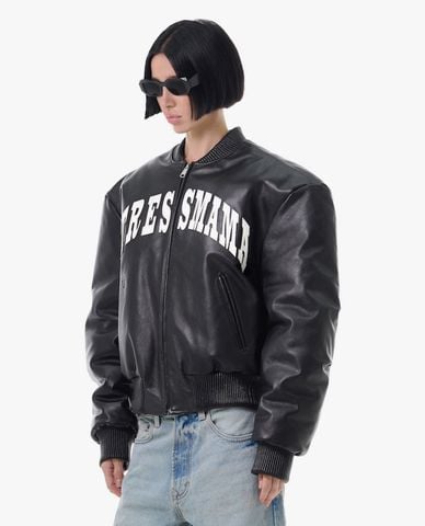  STRESSMAMA - Áo khoác bomber unisex tay dài phối logo 