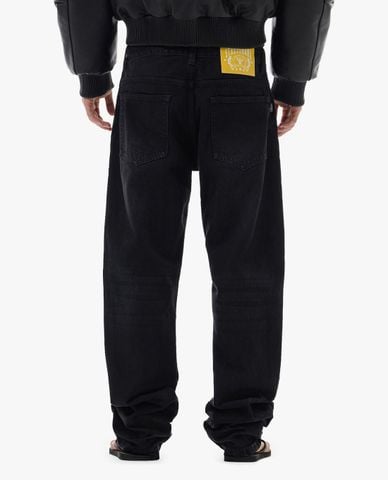  STRESSMAMA - Quần jeans unisex ống rộng wash bạc 