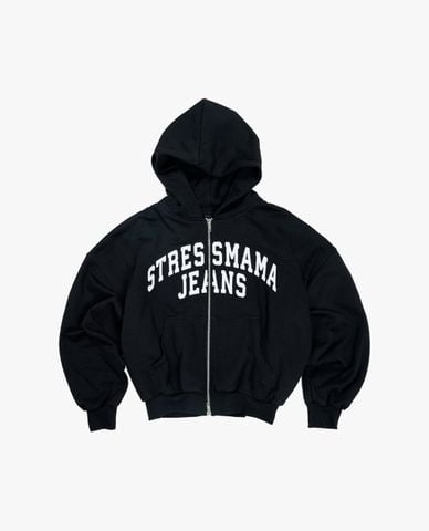  STRESSMAMA - Áo khoác phối mũ unisex khóa zip SSMA 