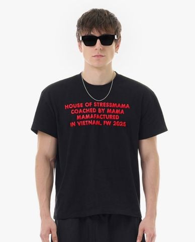  STRESSMAMA - Áo thun unisex cổ tròn tay ngắn phối họa tiết 