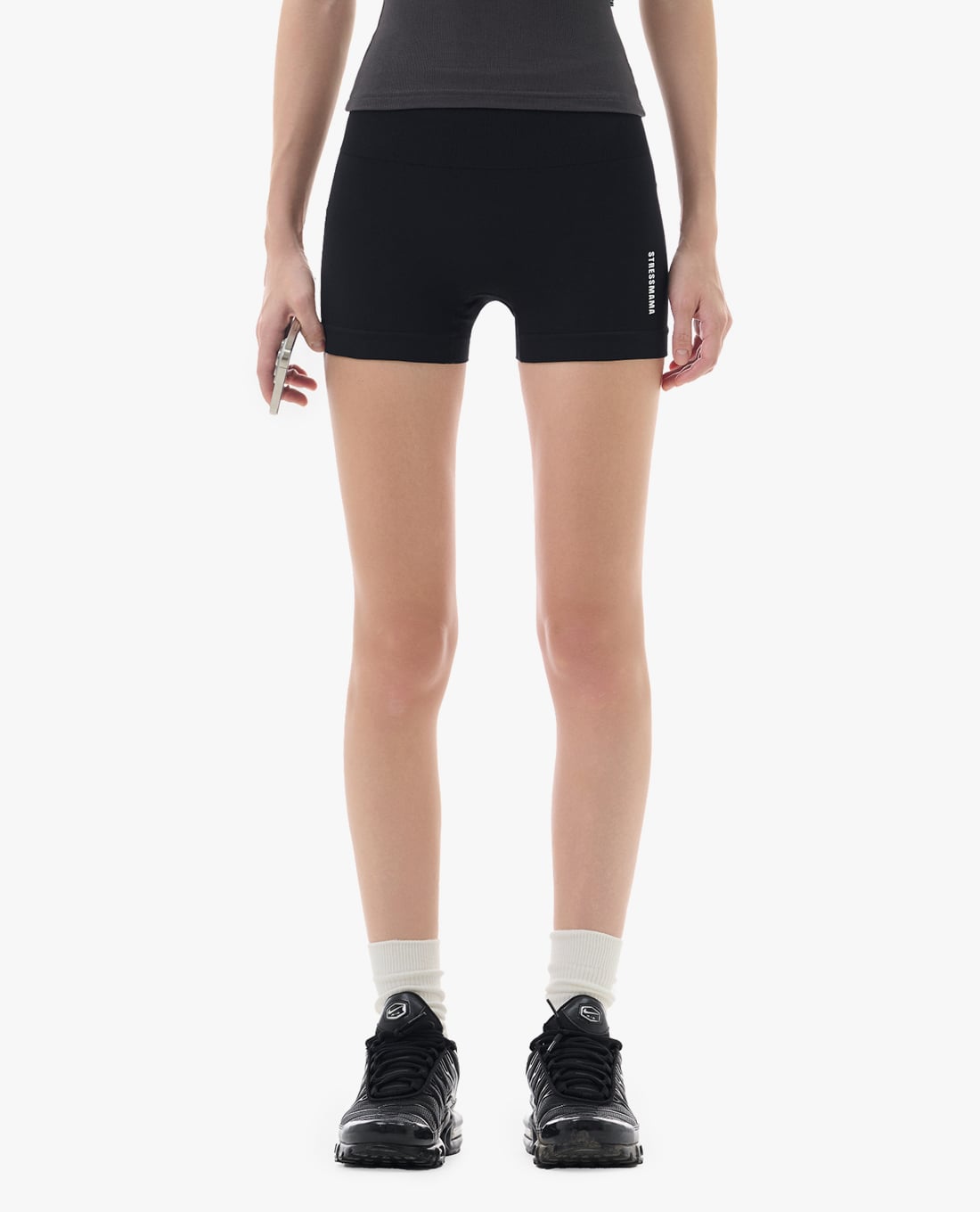 STRESSMAMA - Quần short biker nữ phom ôm in logo