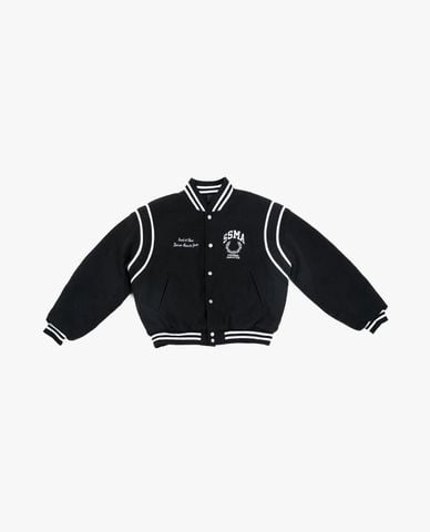  STRESSMAMA - Áo khoác bomber unisex cổ V tay dài Varsity 