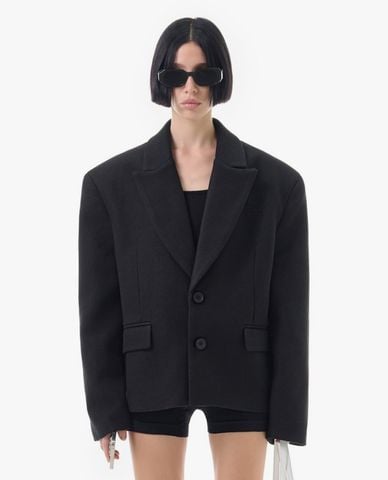  STRESSMAMA - Áo khoác blazer unisex cổ V phom rộng 