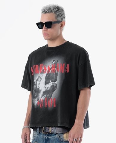  STRESSMAMA - Áo thun unisex cổ tròn tay ngắn Dobermann 