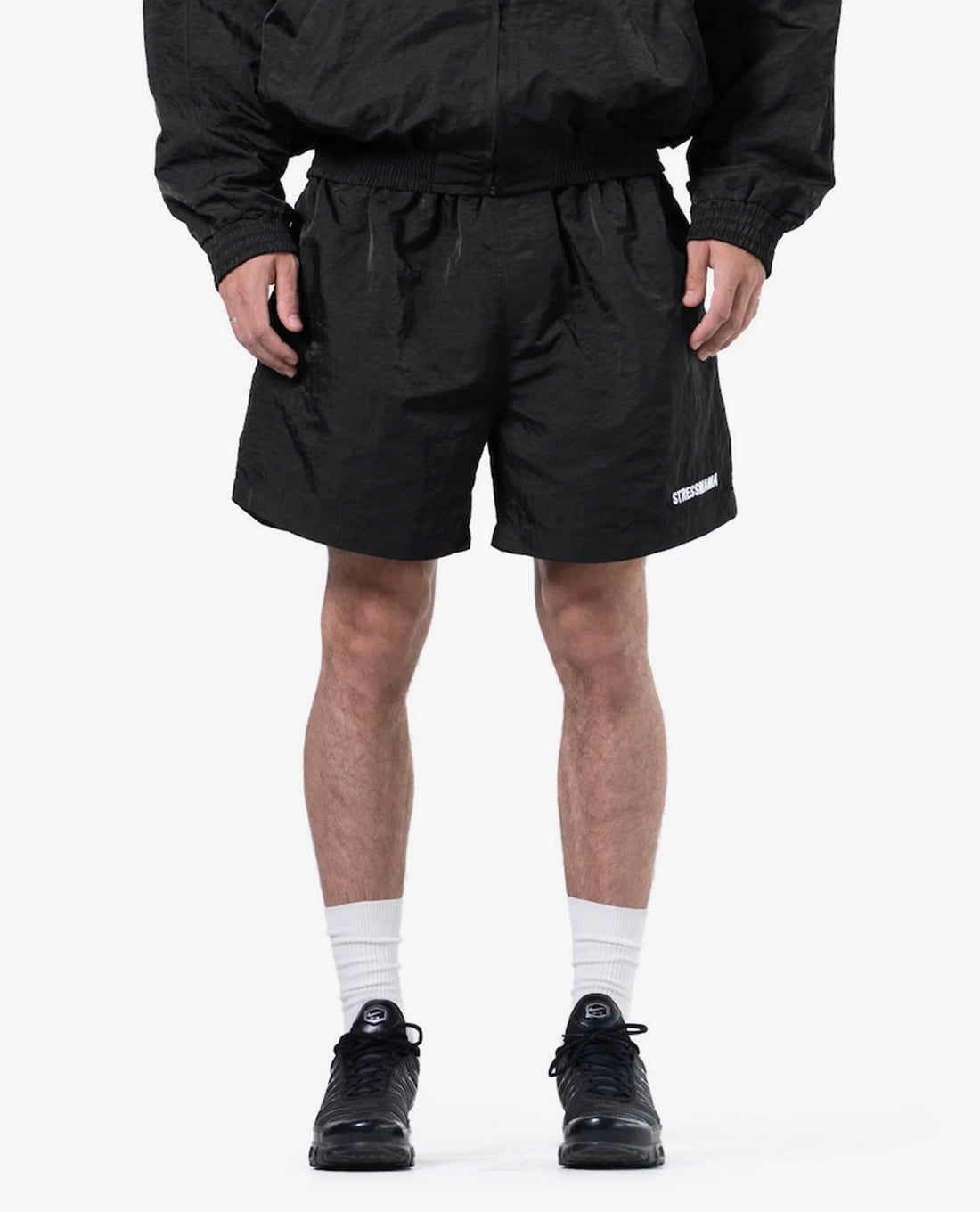 STRESSMAMA - Quần short unisex ống rộng thêu logo Coach