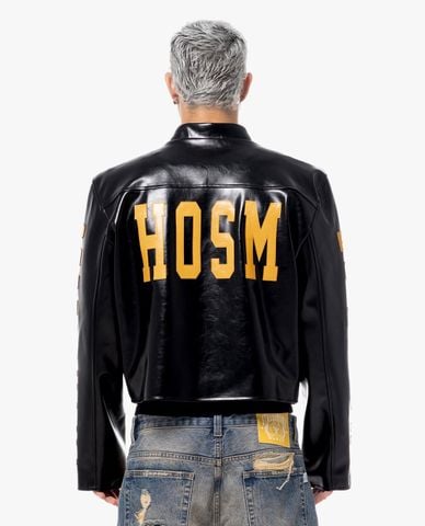  STRESSMAMA - Áo khoác da unisex phối chữ SSMA HOSM 