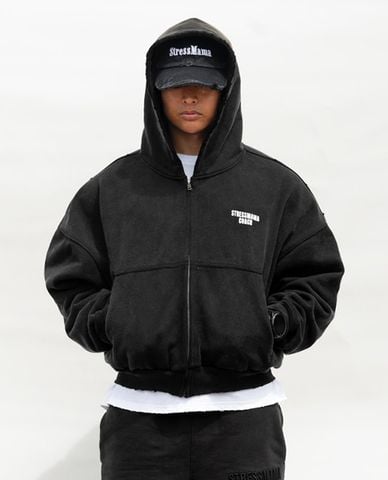  STRESSMAMA - Áo khoác phối mũ unisex khóa zip Coach V2 