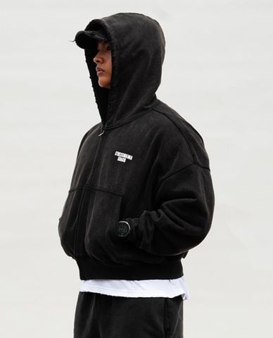  STRESSMAMA - Áo khoác phối mũ unisex khóa zip Coach V2 