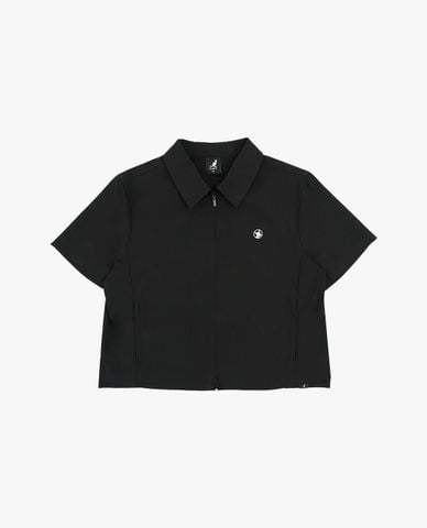  KANGOL - Áo khoác sơ mi nữ tay ngắn khoá zip 