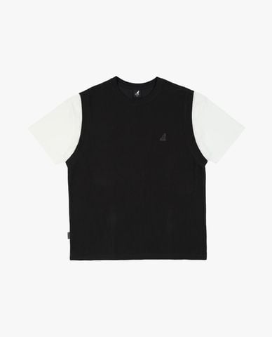  KANGOL - Áo thun unisex cổ tròn phối tay tương phản 