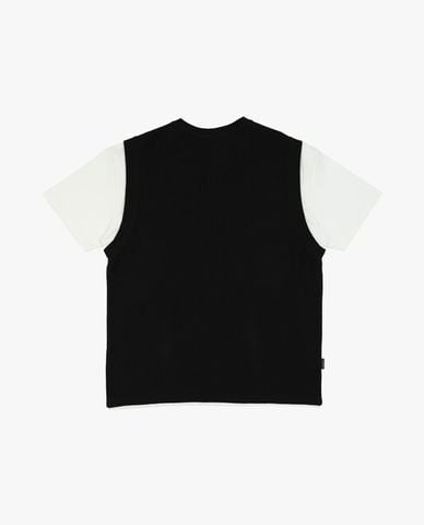  KANGOL - Áo thun unisex cổ tròn phối tay tương phản 
