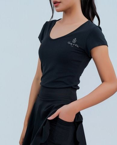  AZURA - Áo thun thể thao nữ cổ V tay ngắn phom ôm 