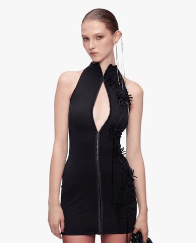  FANCì CLUB - Đầm mini cổ cao phom ôm thêu hoa Hailey 