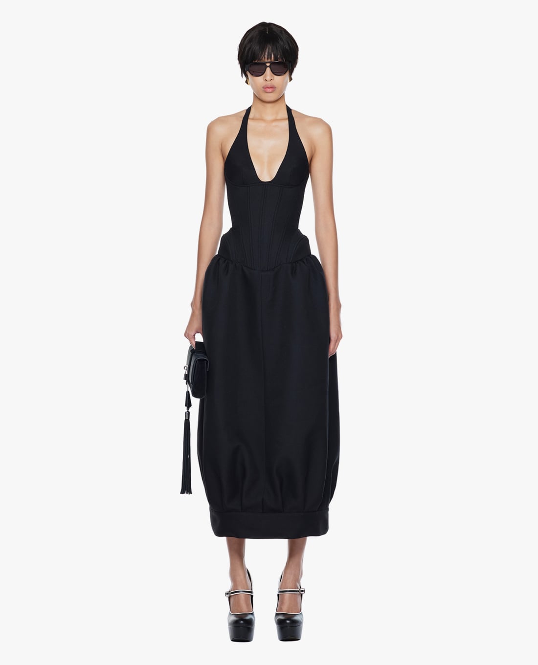 FANCì CLUB - Đầm midi cổ yếm dáng corset Epidermis