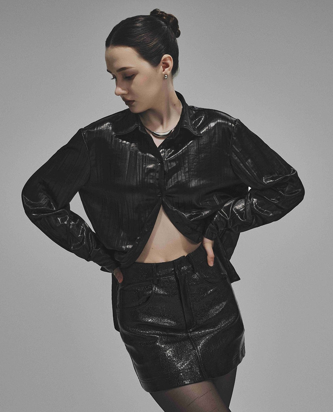 DEZUS - Áo sơ mi nữ cổ bẻ tay dài Reiny