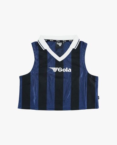  GOLA - Áo croptop nữ cổ bẻ sát nách kẻ sọc 