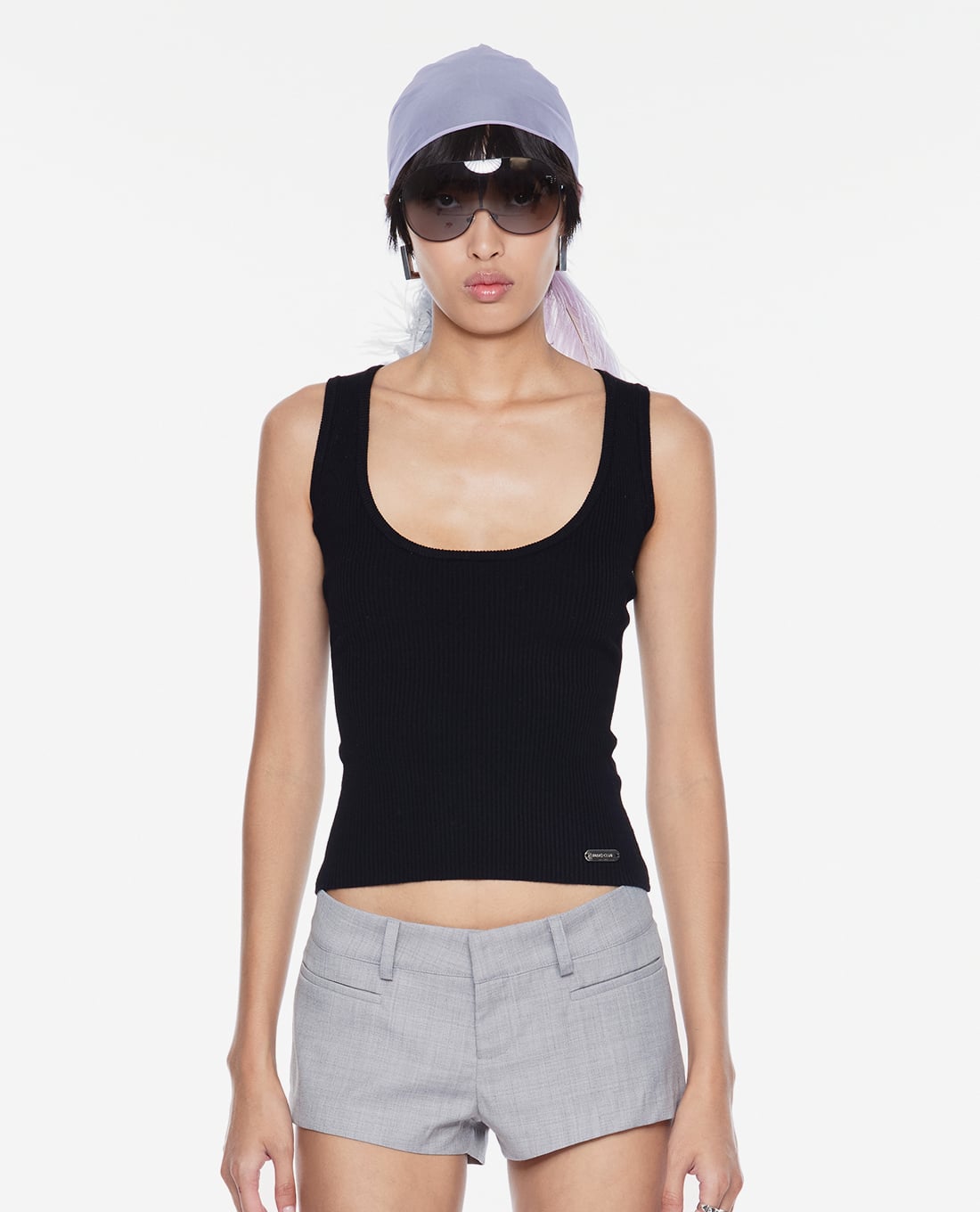 FANCì CLUB - Áo ba lỗ nữ dệt kim cổ vuông phom ôm