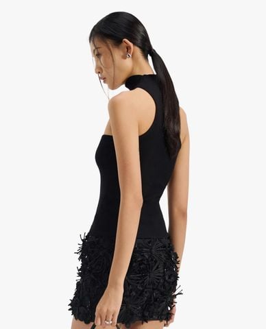  FANCì CLUB - Áo kiểu nữ dệt kim cổ cao phom ôm 