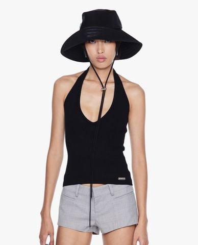  FANCì CLUB - Áo kiểu nữ dệt kim cổ yếm phom ôm 