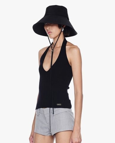  FANCì CLUB - Áo kiểu nữ dệt kim cổ yếm phom ôm 