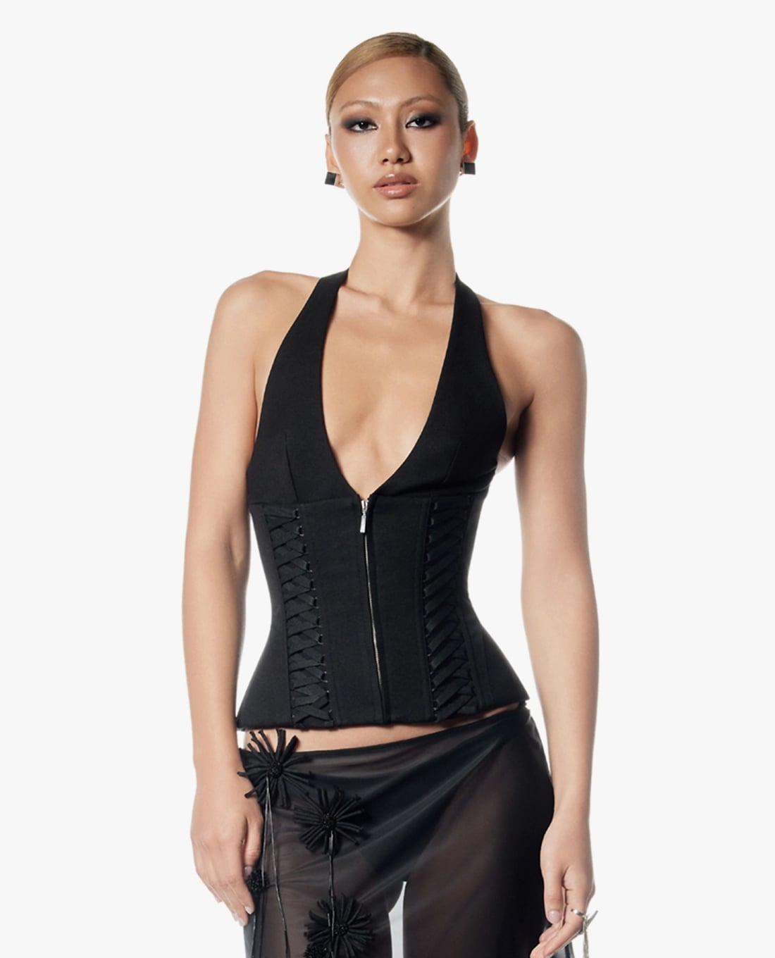 FANCì CLUB - Áo corset nữ cổ yếm phối dây đan Julia