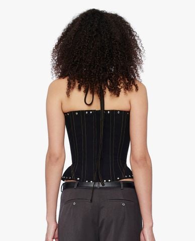  FANCì CLUB - Áo corset nữ cổ yếm phối dây đan Devil's Delight 