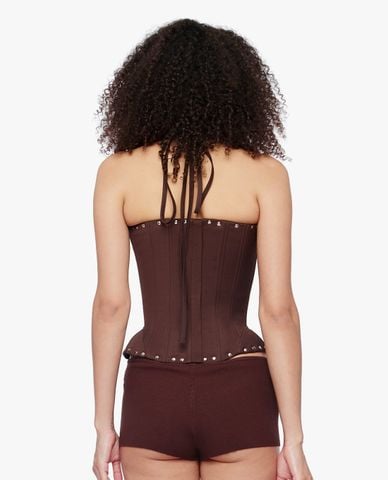  FANCì CLUB - Áo corset nữ cổ yếm phối dây đan Devil's Delight 