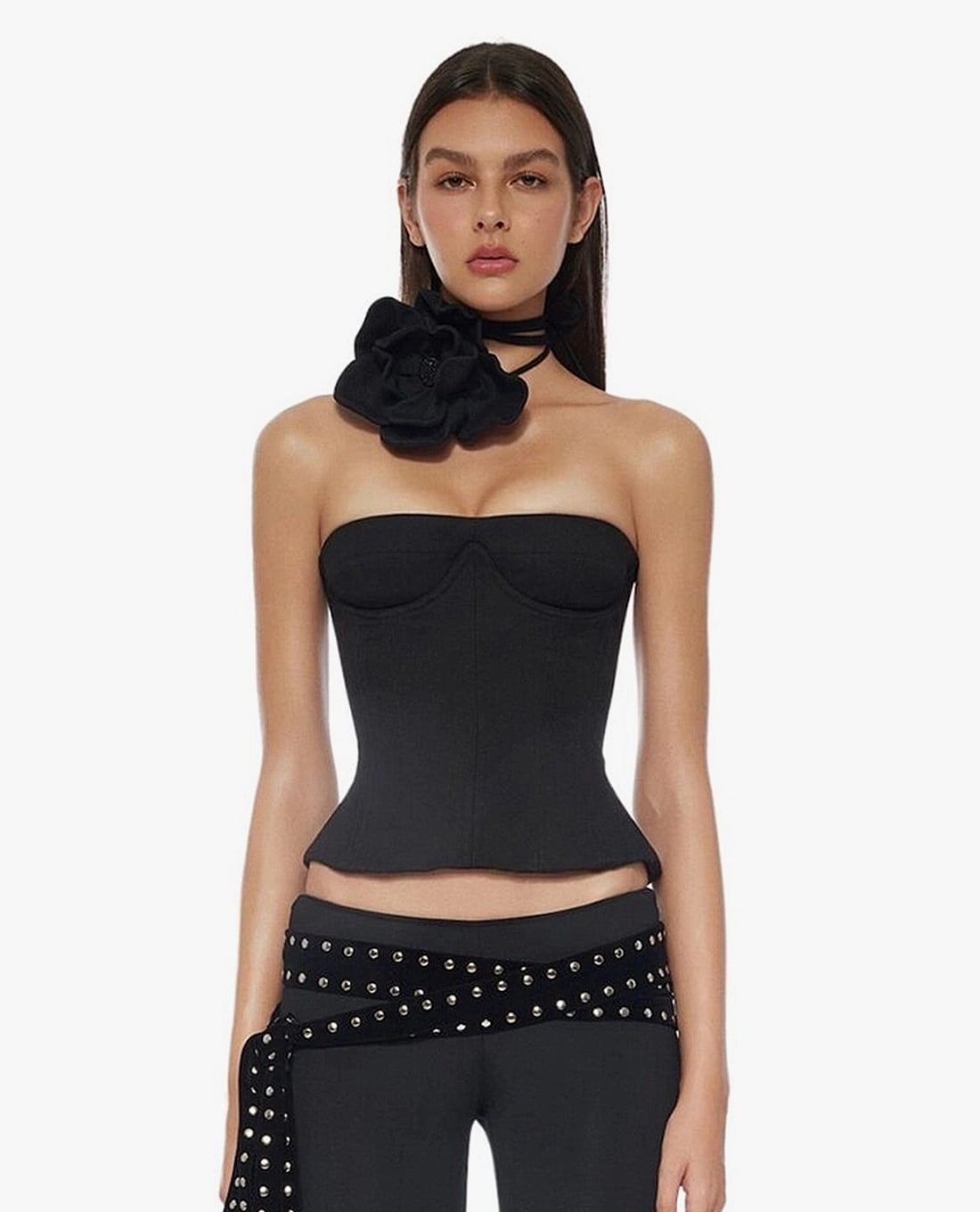 FANCì CLUB - Áo corset nữ phối vòng cổ hoa hồng Paradise