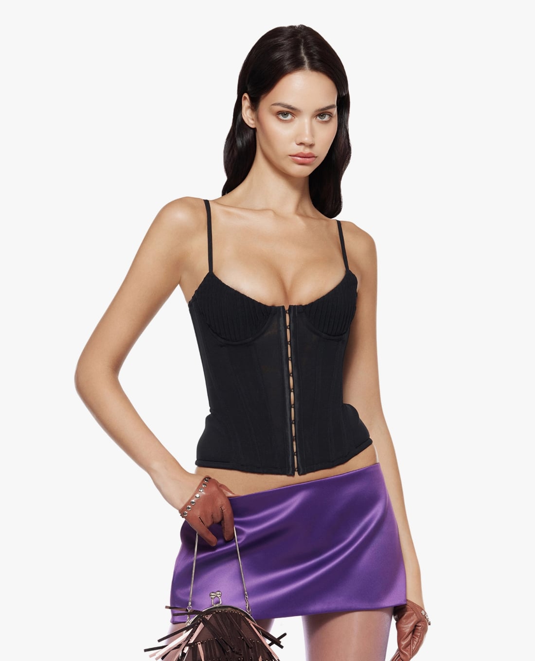 FANCì CLUB - Áo corset nữ hai dây phối hoa tua rua Petunia