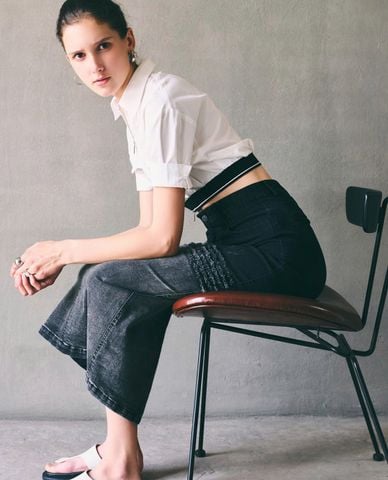  DEZUS - Chân váy denim midi phom suông Doca 