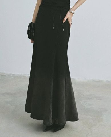  DEZUS - Chân váy denim maxi wash bạc Haoojingg 