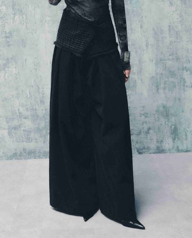  DEZUS - Quần jeans nữ ống rộng dập li Aminous 