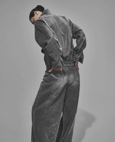  DEZUS - Quần jeans nữ ống rộng xắn gấu Rhythm 