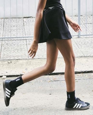  DEZUS - Chân váy chữ A mini viền sọc Blaka 