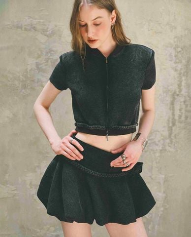  DEZUS - Chân váy chữ A mini dáng phồng Gabil 