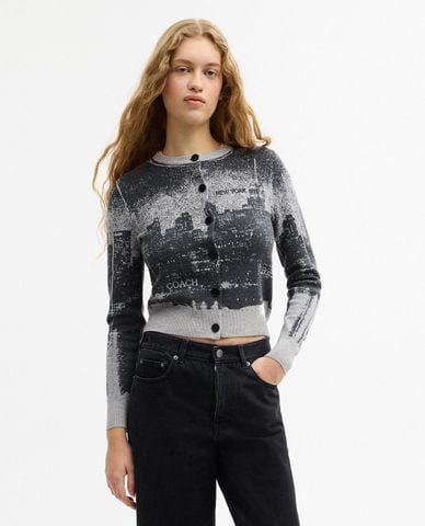  COACH - Áo dệt kim nữ cổ tròn tay dài Postcard 